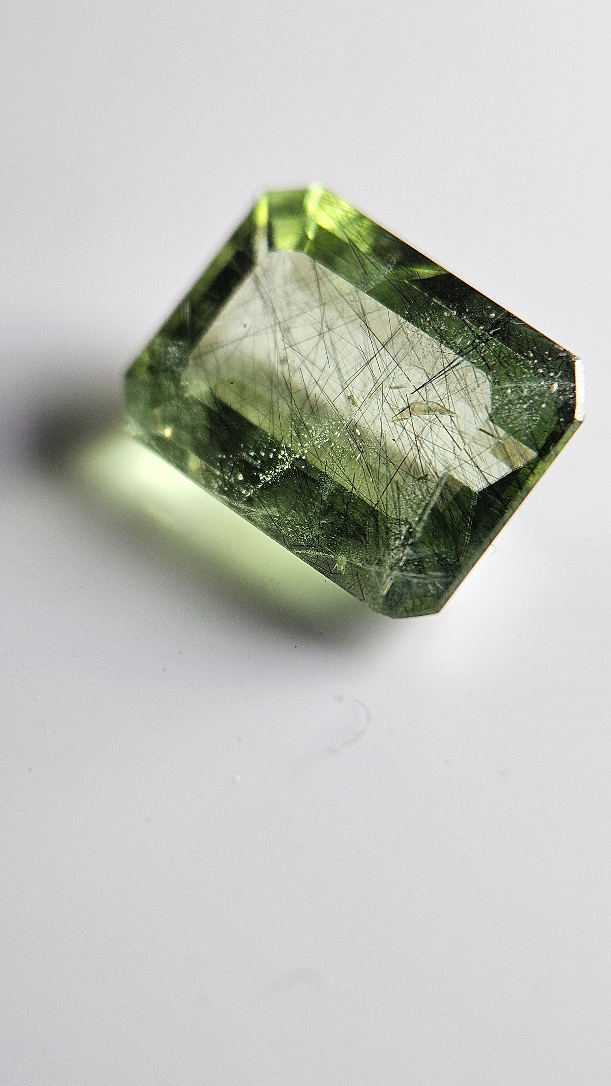 Rare 4.71ct Actinolite needles present in Peridot!